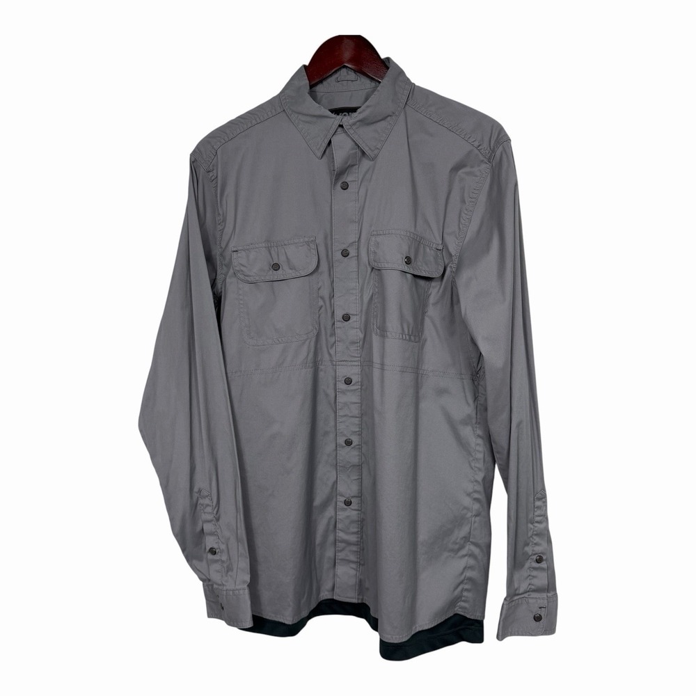 Vertx Tactical Shirt Mens L Gray Concealed Carry Snap Front Long Sleeve